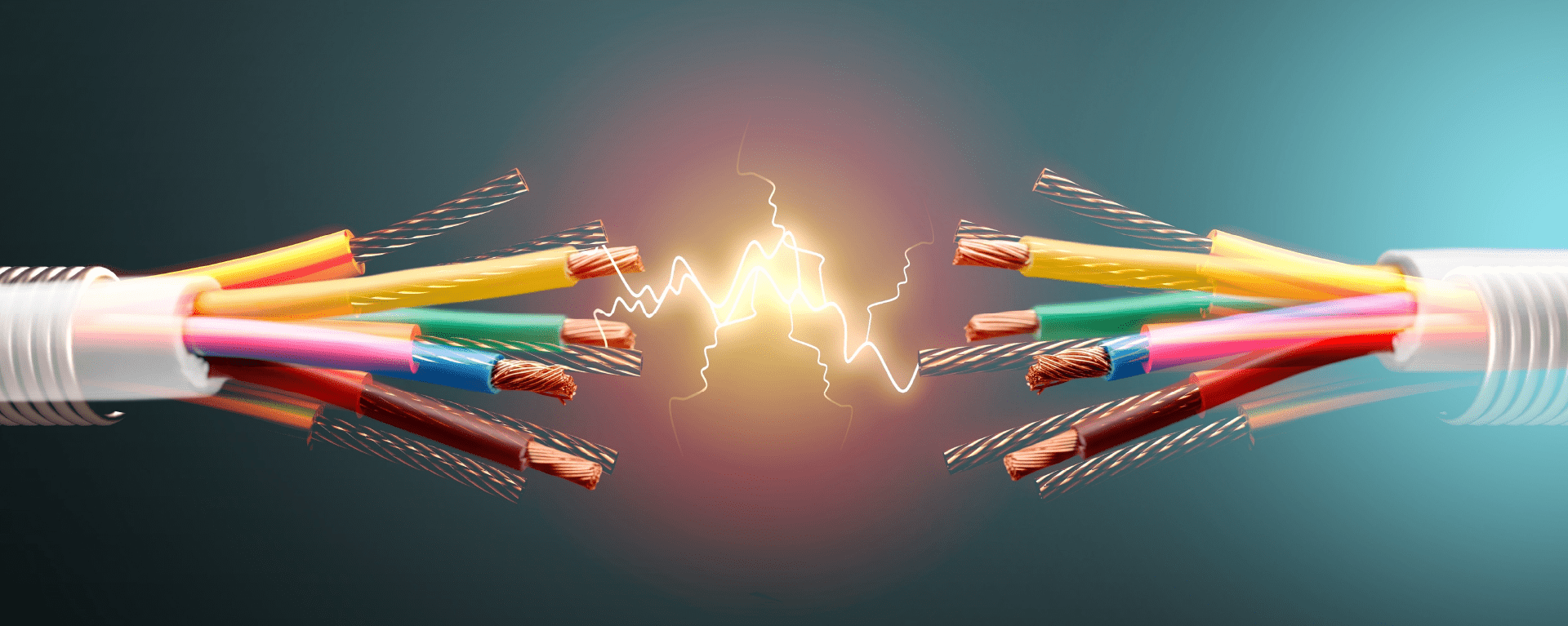 Wires connecting with electrical current graphic